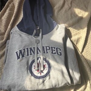 NHL Navy and Grey Pullover Hoodie with Embroidered Logo